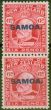 Valuable Postage Stamp from Samoa 1915 6d Carmine SG119b Vertical Pair V.F MNH