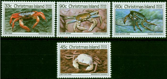 Collectible Postage Stamp Christmas Island 1985 Crabs 3rd Series Set of 4 SG203-206 V.F MNH