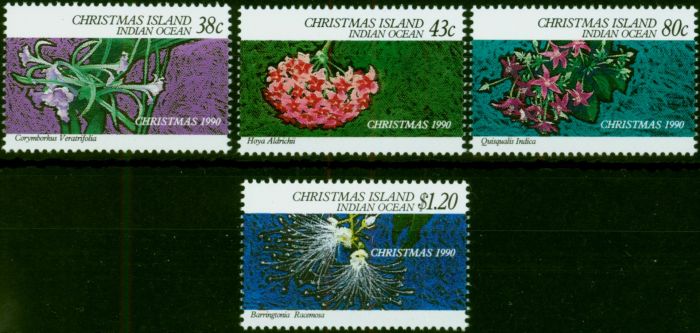 Collectible Postage Stamp Christmas Island 1990 Flowers Set of 4 SG311-314 V.F MNH