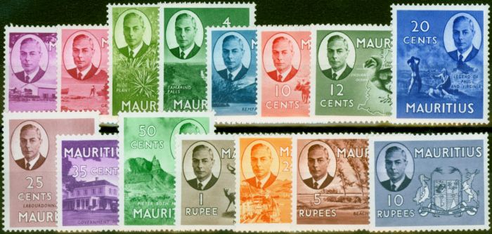 Rare Postage Stamp Mauritius 1950 Set of 15 SG276-290 Superb MNH