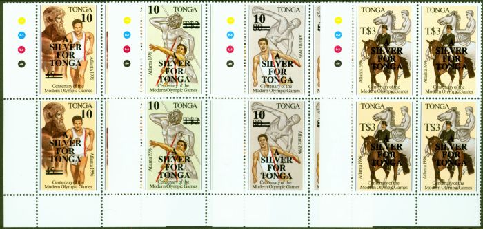 Old Postage Stamp from Tonga 1997 A Silver for Tonga set of 4 SG1378-1381 V.F MNH Corner Blocks of 4