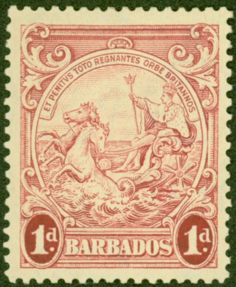 Collectible Postage Stamp from Barbados 1939 1d Scarlet SG249 P.13.5 x 13 Good Lightly Mtd Mint