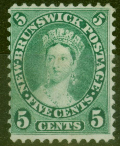Collectible Postage Stamp from New Brunswick 1860 5c Dp Green SG15 Fine & Fresh Mtd Mint