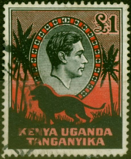 Old Postage Stamp KUT 1941 £1 Black & Red SG150a P.14 Fine Used (3)