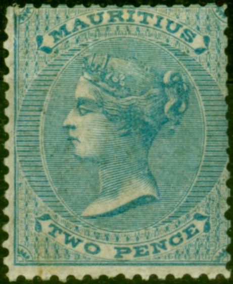 Old Postage Stamp from Mauritius 1860 2d Blue SG47 Fine Mtd Mint