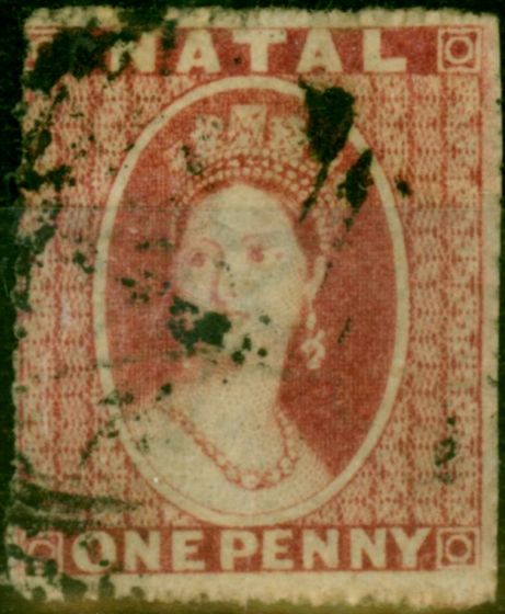 Old Postage Stamp Natal 1862 1d Rose-Red SG15 Good Used (2)