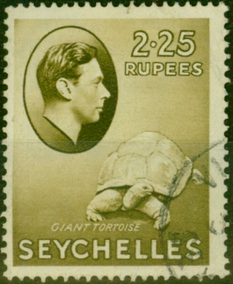 Old Postage Stamp from Seychelles 1942 2R25 Olive SG148a Ordin Paper Fine Used
