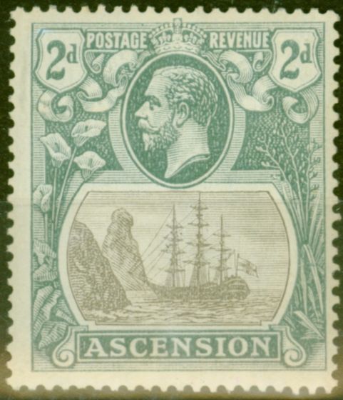 Old Postage Stamp from Ascension 1924 2d Grey-Black & Grey SG13 Fine Lightly Mtd Mint