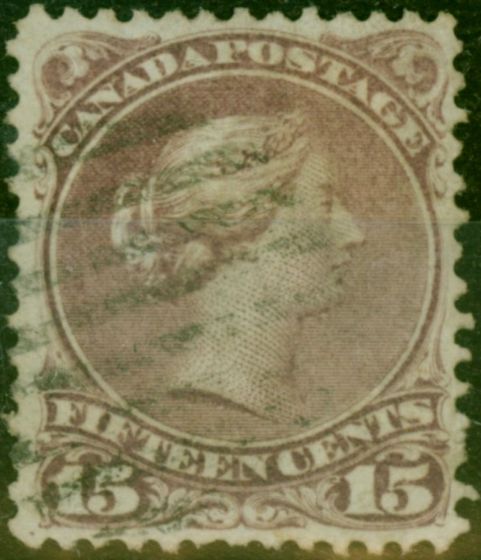 Rare Postage Stamp Canada 1868 15c Pale Reddish Purple SG61a Fine Used (4)