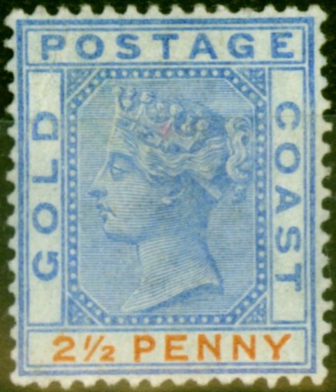 Valuable Postage Stamp from Gold Coast 1891 2 1/2d Ultramarine & Orange SG14 Fine Mtd Mint