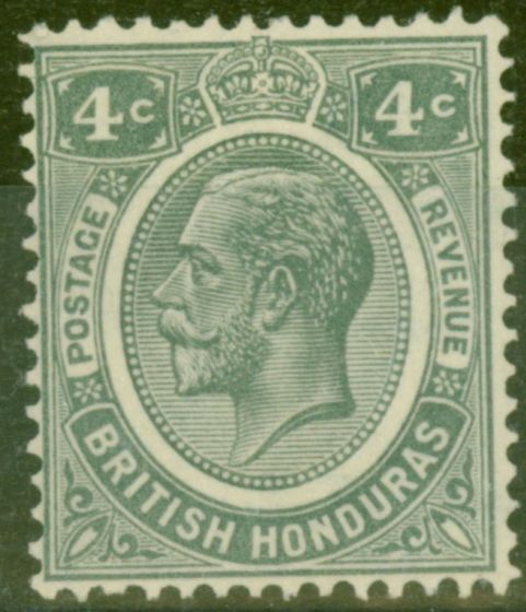 Old Postage Stamp from British Honduras 1929 4c Grey SG130 Fine Lightly Mtd Mint