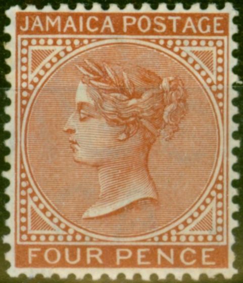 Valuable Postage Stamp from Jamaica 1908 4d Red-Brown SG48 Fine & Fresh Mtd Mint