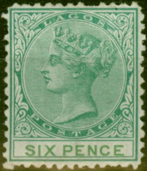 Collectible Postage Stamp from Lagos 1874 6d Blue-Green SG6 Good Mtd Mint