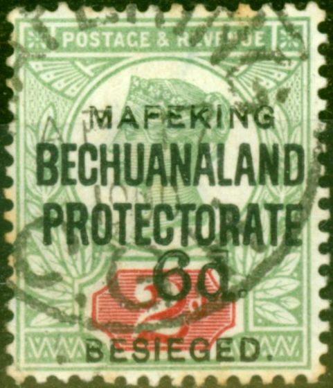 Collectible Postage Stamp from Mafeking 1900 6d on 2d Green & Carmine SG8 Fine Used