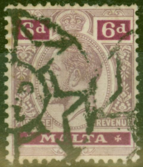 Collectible Postage Stamp from Malta 1918 6d Dull Purple & Magenta SG80a Good Used
