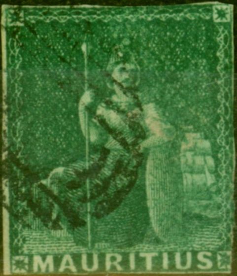 Collectible Postage Stamp from Mauritius 1858 Green SG27 Good Used