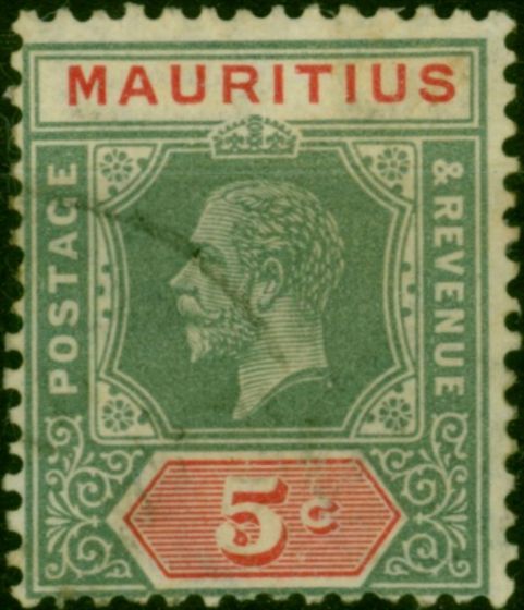 Mauritius 1932 5c Grey & Carmine SG227a Die I Fine Used . King George V (1910-1936) Used Stamps