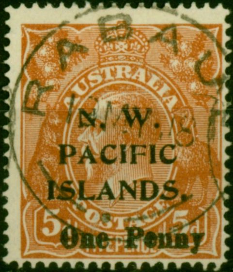 New Guinea 1918 1d on 5d Brown SG100 V.F.U King George V (1910-1936) Old Stamps