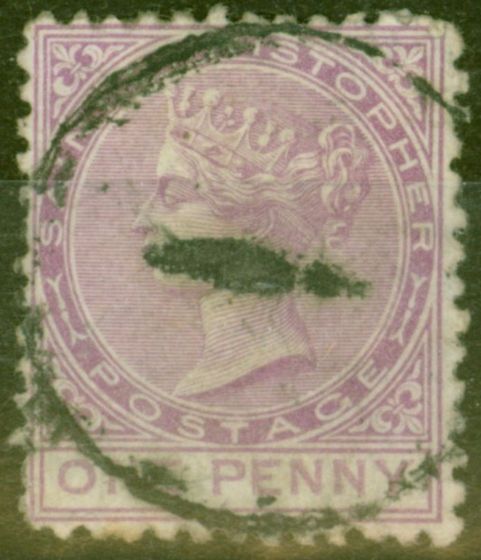 Valuable Postage Stamp from St Christopher 1871 1d Magenta SG2 Fine Used.