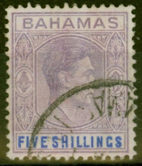 Collectible Postage Stamp from Bahamas 1946 5s Dull Mauve & Dp Blue SG156c Fine Used