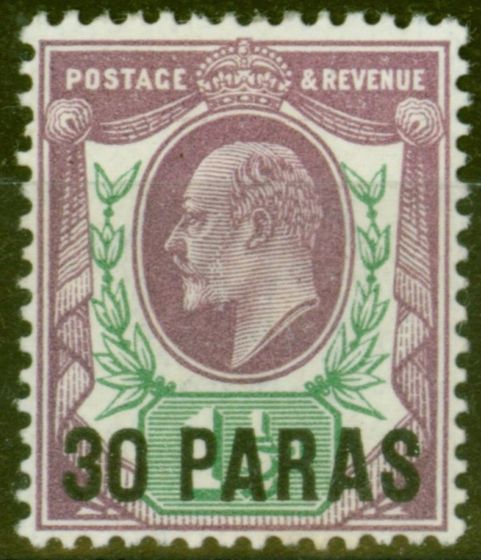 Collectible Postage Stamp from British Levant 1909 30pa on 1 1/2d Pale Dull Purple & Green SG16 Fine & Fresh LMM