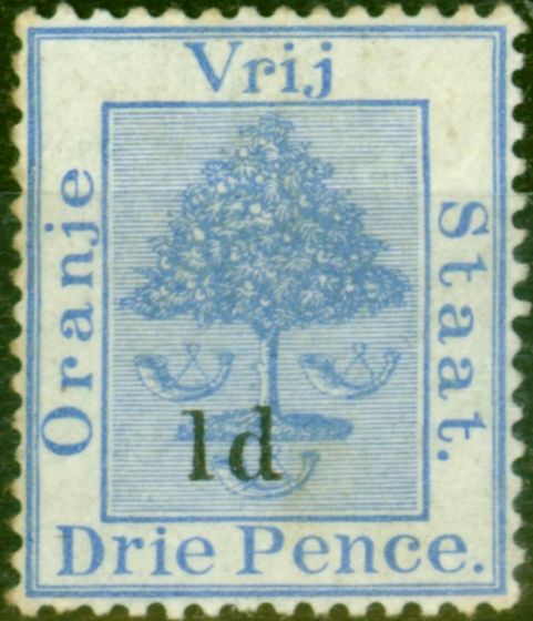 Collectible Postage Stamp from Orange Free State 1890 1d on 3d Ultramarine SG55 Type B Fine Mtd Mint
