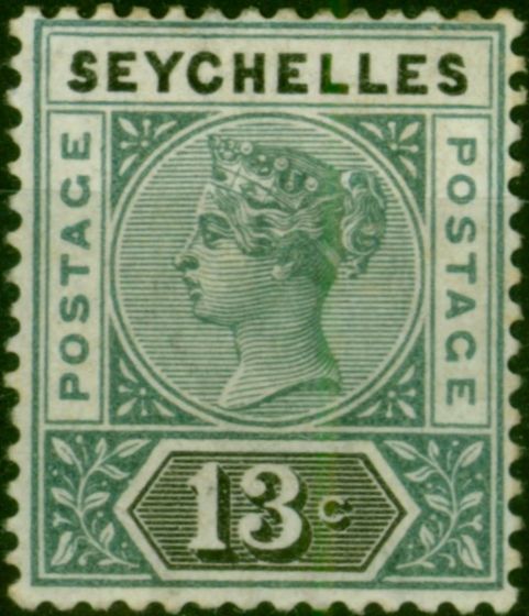 Seychelles 1892 13c Grey & Black SG13 Fine MM  Queen Victoria (1840-1901) Collectible Stamps