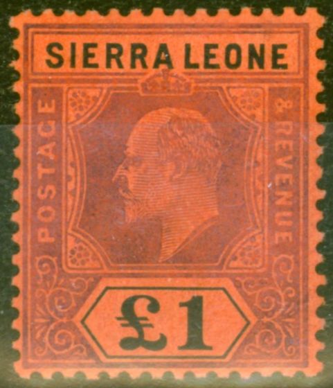 Collectible Postage Stamp from Sierra Leone 1911 £1 Purple & Black-Red SG111 V.F Lightly Mtd Mint
