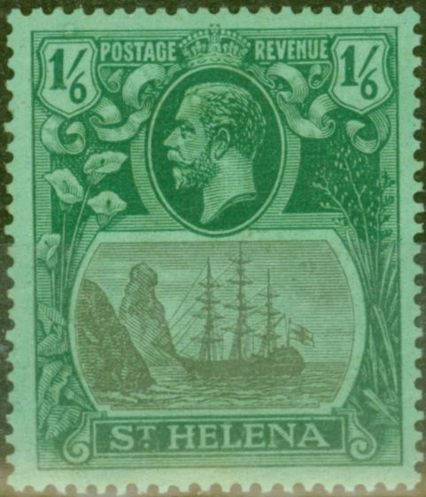 Old Postage Stamp from St Helena 1927 1s6d Grey & Green-Green SG107 V.F Lightly Mtd Mint