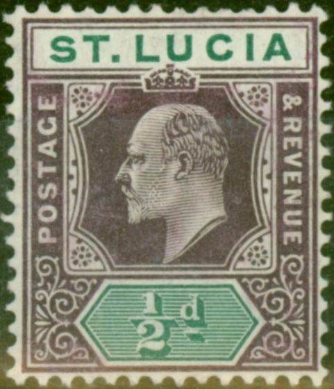 Collectible Postage Stamp St Lucia 1904 1/2d Dull Purple & Green SG64 Fine LMM