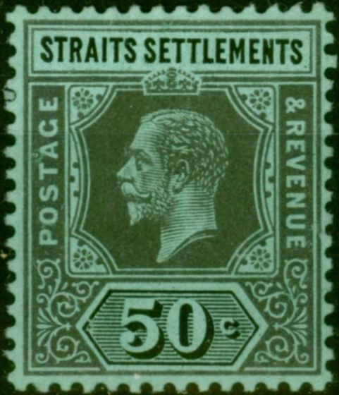 Straits Settlements 1914 50c Black-Green SG209 Fine LMM . King George V (1910-1936) Mint Stamps