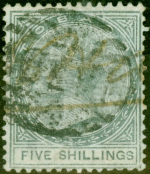 Collectible Postage Stamp from Tobago 1879 5s Slate SG5 Good Used with Additional Manuscript Cancel
