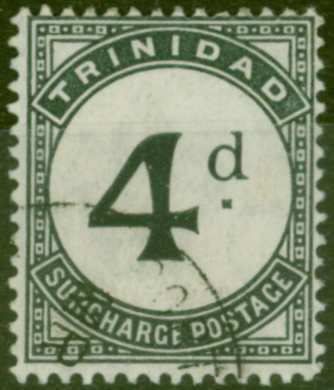 Old Postage Stamp from Trinidad 1905 4d Slate-Black SGD14 Fine Used