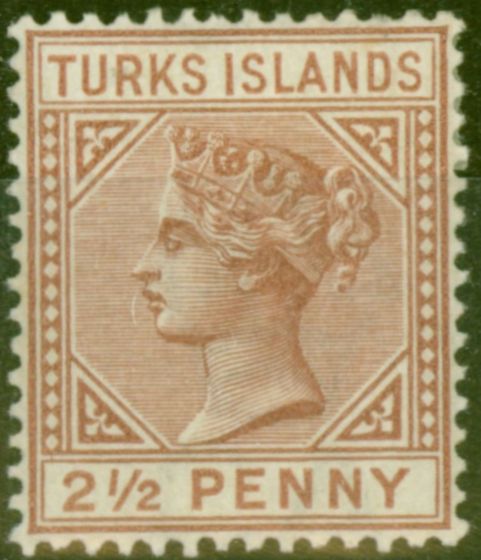Rare Postage Stamp from Turks & Caicos Is 1882 2 1/2d Red-Brown SG56 Fine Mtd Mint