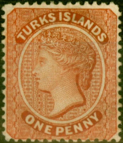 Collectible Postage Stamp from Turks Islands 1883 1d Orange-Brown SG55 Fine Mtd Mint