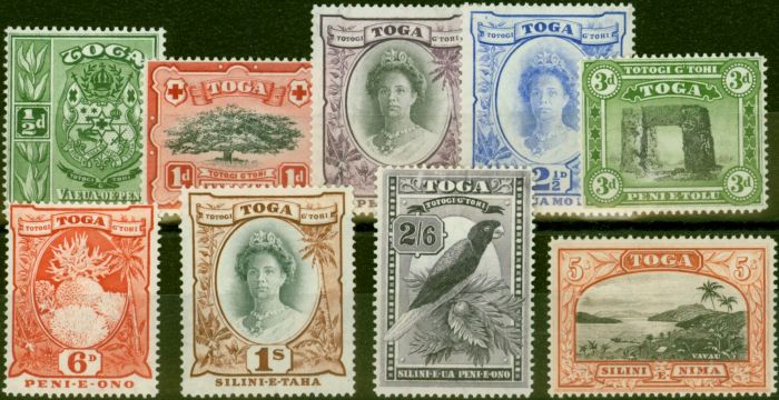 Rare Postage Stamp from Tonga 1942-43 Set of 9 SG74-82 V.F MNH