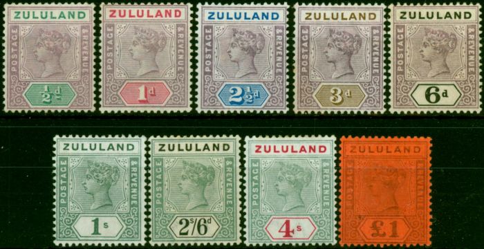 Valuable Postage Stamp Zululand 1894-96 Set of 9 SG20-28 Fine MM