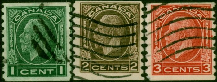 Canada 1933 Coil Set of 3 SG326-328 Fine Used King George V (1910-1936) Collectible Stamps