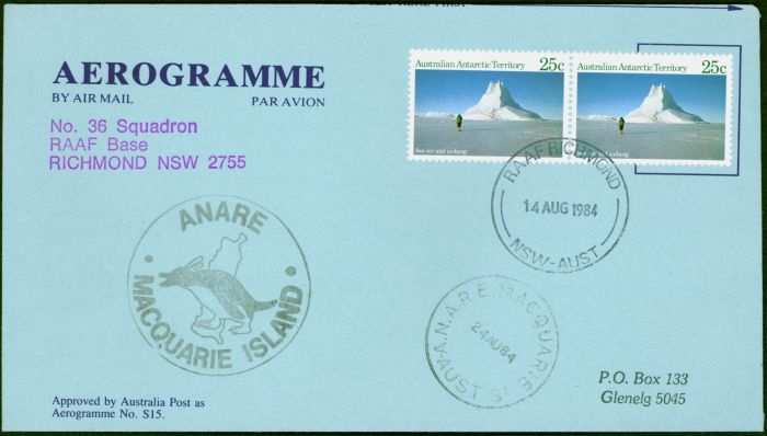 Rare Postage Stamp from A.A.T 1984 ANARE Macquarie Island Cacheted Aergramme Fine & Attractive