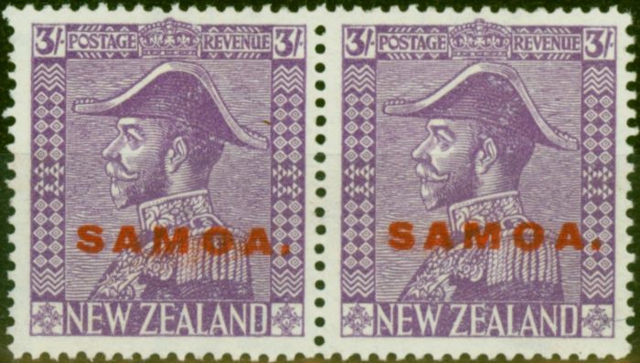 Rare Postage Stamp Samoa 1926 3s Mauve SG168 Fine MNH Pair