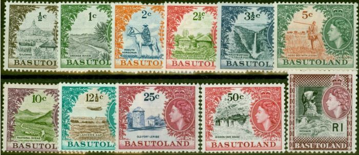 Collectible Postage Stamp from Basutoland 1961-63 Set of 11 SG69-79 Fine & Fresh Mtd Mint 42