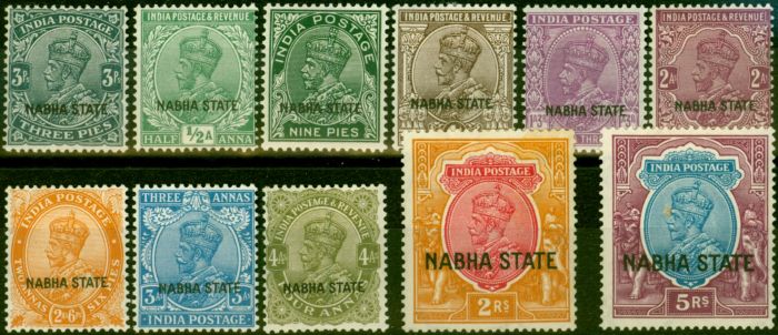 Collectible Postage Stamp from Nabha 1927-36 Set of 11 SG60-72 Good to Fine Mtd Mint