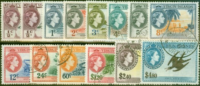 Old Postage Stamp from Virgin Islands 1956-66 Set of 14 SG149-161 Very Fine Used
