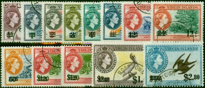 Virgin Islands 1962 Surcharge Set of 13 SG162-173 Superb Used Queen Elizabeth II (1952-2022) Old Stamps