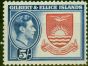 Rare Postage Stamp Gilbert & Ellice Islands 1939 5s Dp Rose-Red & Royal Blue SG54 V.F MNH