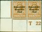 Valuable Postage Stamp from Ireland 1922 5d Yellow-Brown SG59 Fine Mtd Mint Control T22 Pair