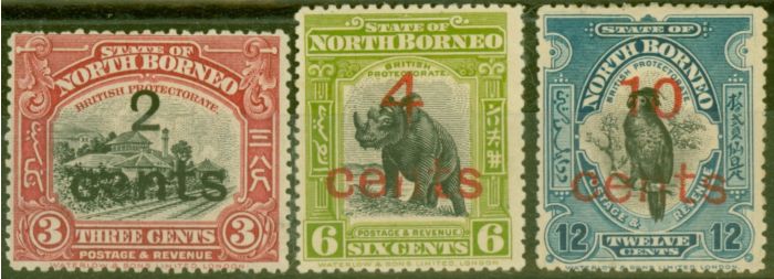 Collectible Postage Stamp from North Borneo 1916 set of 3 SG186-188 Fine Mtd Mint
