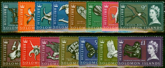 Old Postage Stamp British Solomon Islands 1965 Set of 15 SG112-126 V.F VLMM