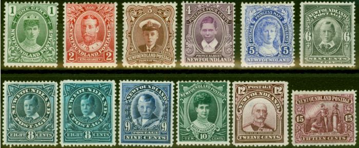 Old Postage Stamp Newfoundland 1911 Coronation Set of 12 SG117-127 V.F & Fresh LMM Quality Set