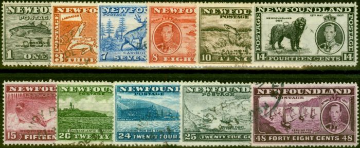 Collectible Postage Stamp from Newfoundland 1937 Coronation Set of 11 SG257-267 Fine Used